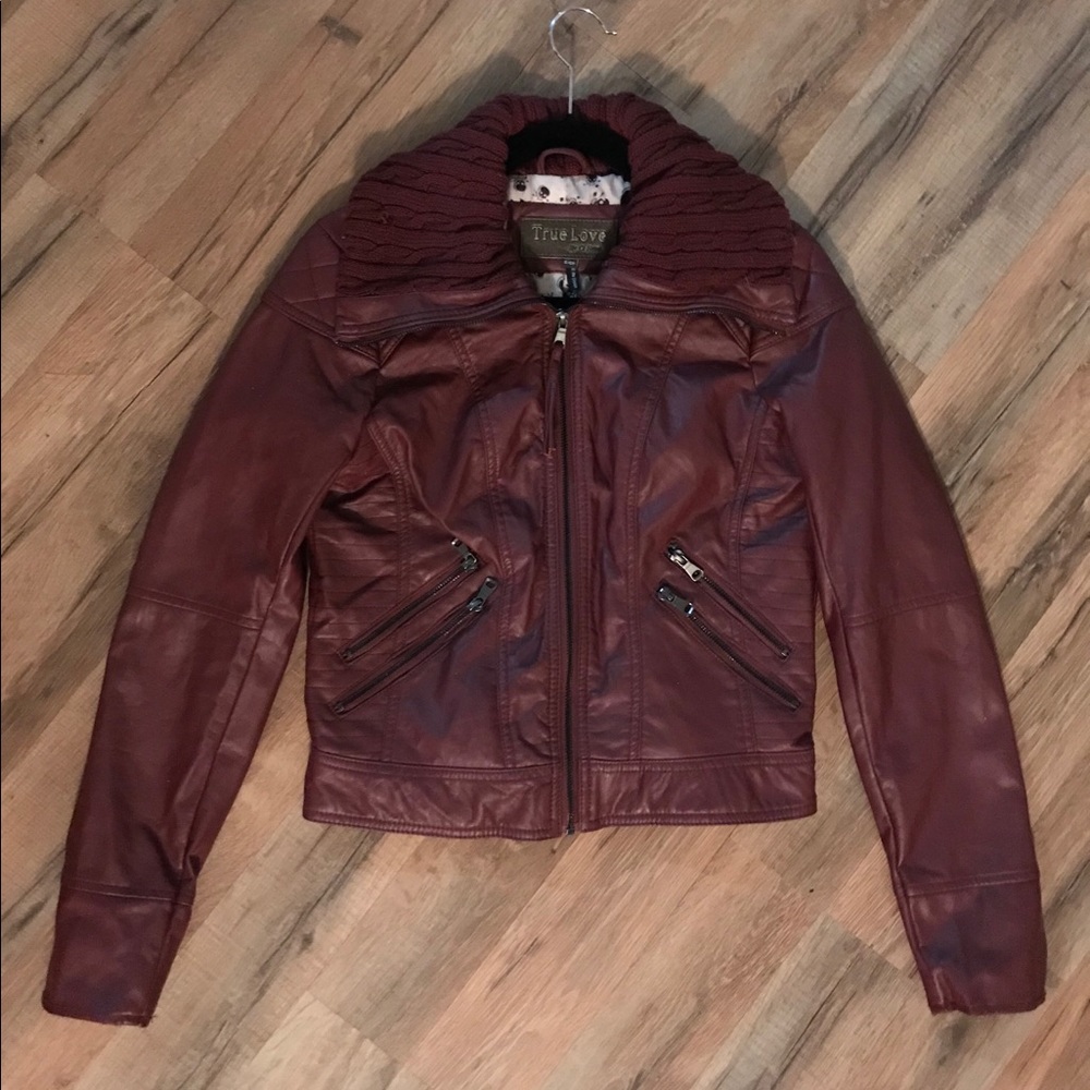 Small maroon leather jacket